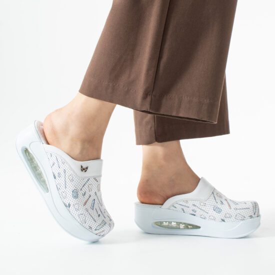 Анатомични медицински чехли на платформа от естествена кожа с принт Dentalis — 2