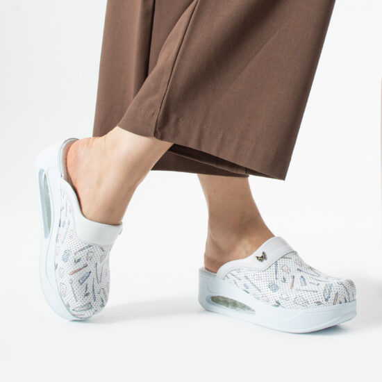 Анатомични медицински чехли на платформа от естествена кожа с принт Dentalis — 3