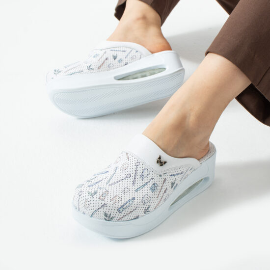 Анатомични медицински чехли на платформа от естествена кожа с принт Dentalis — 4