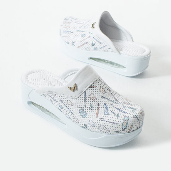 Анатомични медицински чехли на платформа от естествена кожа с принт Dentalis — 5