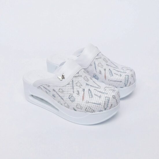 Анатомични медицински чехли на платформа от естествена кожа с принт Dentalis — 6