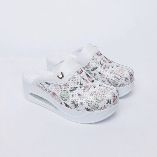 Анатомични работни чехли на платформа от естествена кожа – принт SkinLab — 6