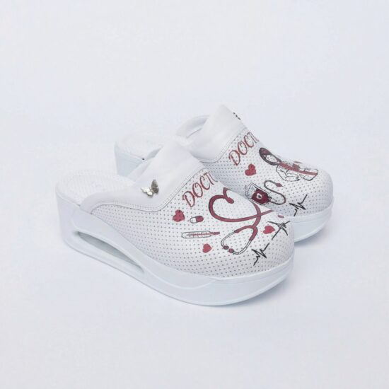 Анатомични медицински чехли на платформа от естествена кожа - принт Doctor — 6