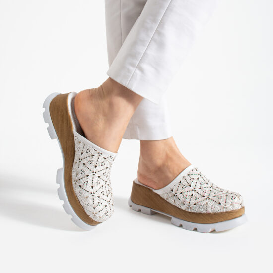 Дамски Imara Flora White от Естествена кожа