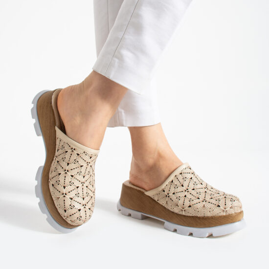 Дамски Imara Flora Beige от Естествена кожа