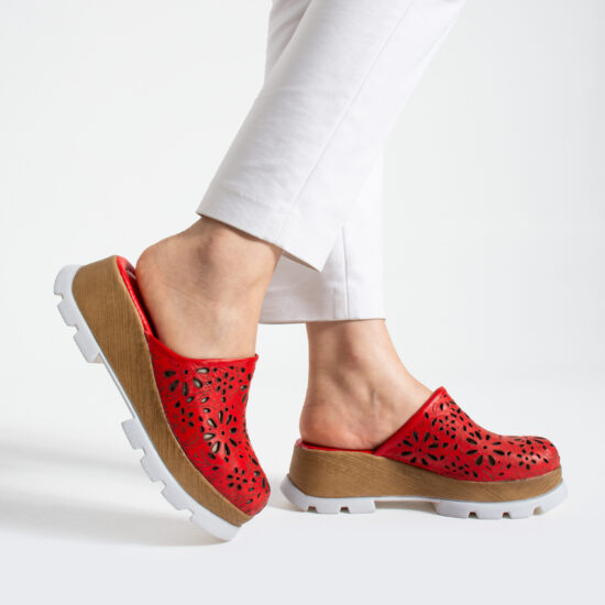 Дамски Imara Flora Red от Естествена кожа