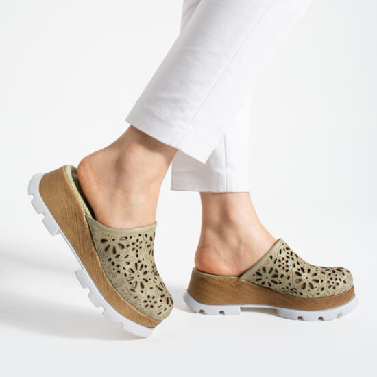 Дамски Imara Flora Olive от Естествена кожа