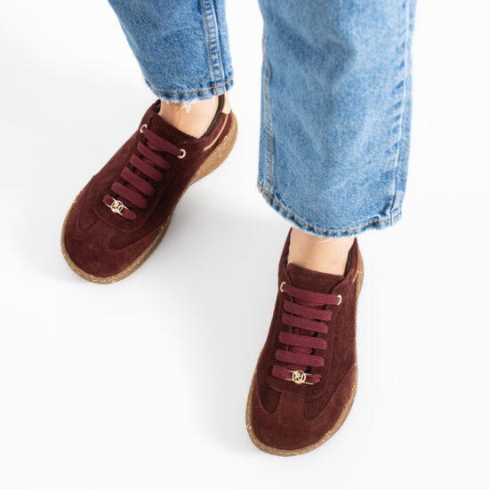Дамски TSL Barefoot Icon Bordeaux от Естествен велур